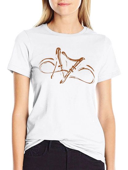 Stylish Black T-Shirt with Abstract Musical Instrument Design