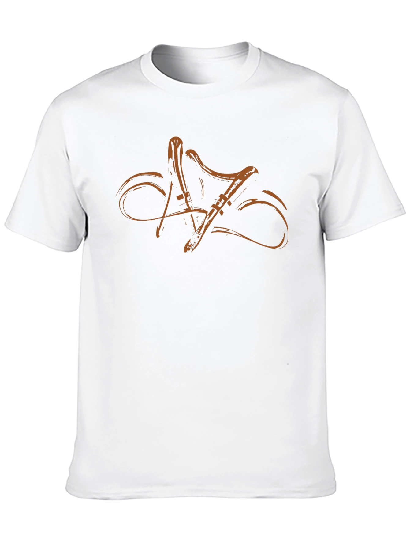 Stylish Black T-Shirt with Abstract Musical Instrument Design