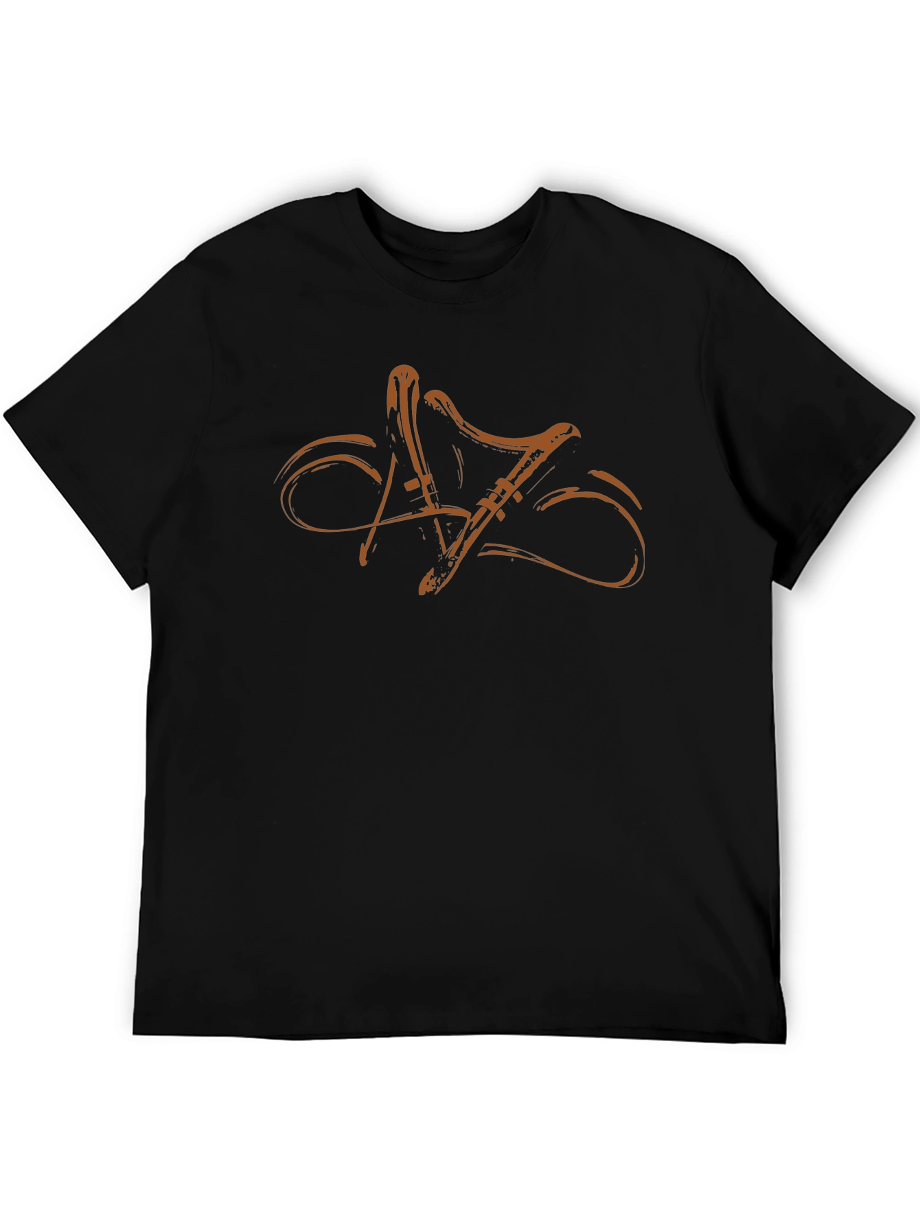 Stylish Black T-Shirt with Abstract Musical Instrument Design