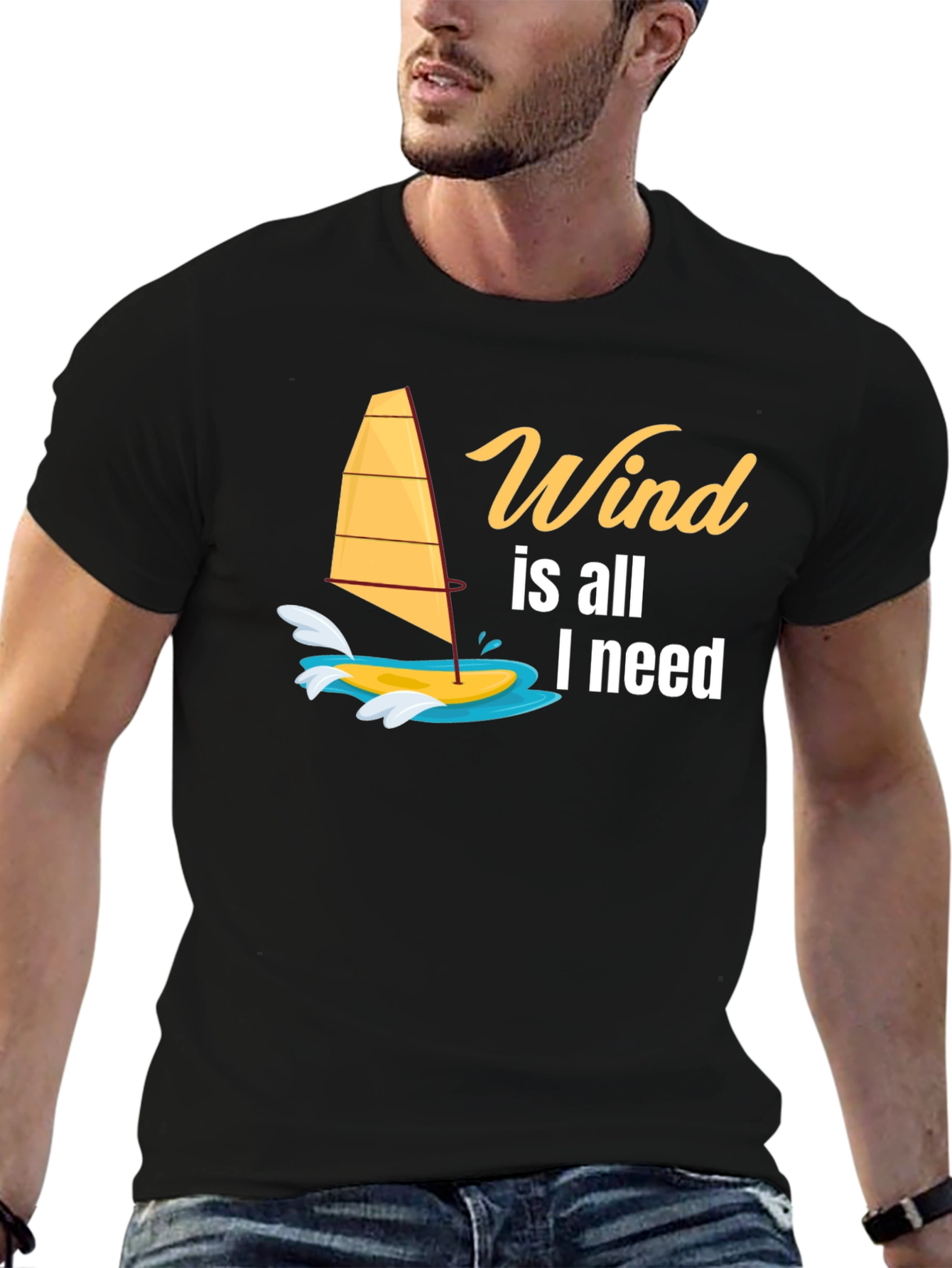 Wind is All I Need Black Graphic Tee