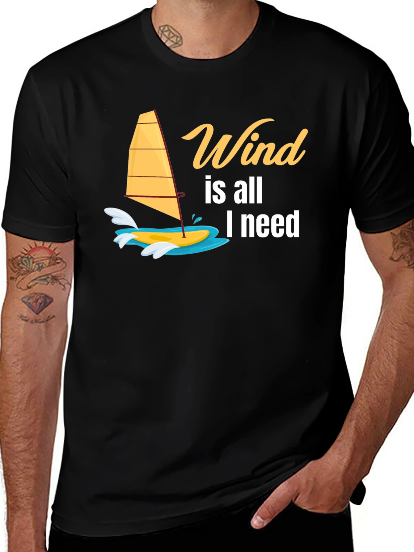 Wind is All I Need Black Graphic Tee