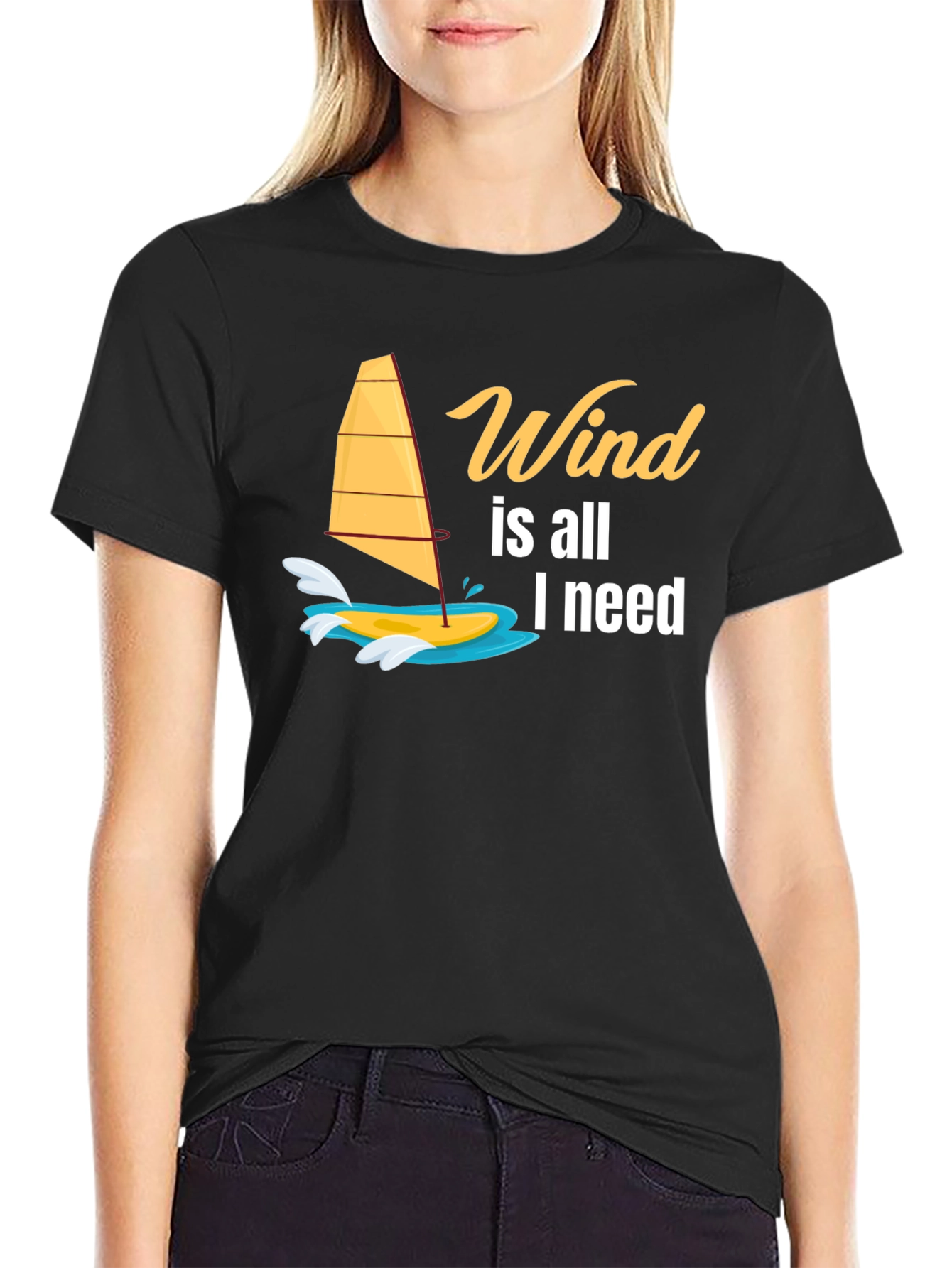 Wind is All I Need Black Graphic Tee