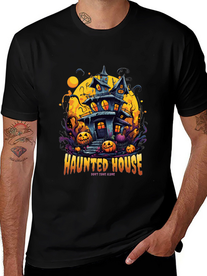Spooky Haunted House Graphic Tee - Halloween Shirt