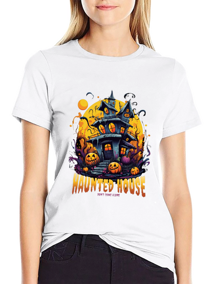Spooky Haunted House Graphic Tee - Halloween Shirt