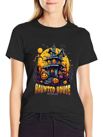 Spooky Haunted House Graphic Tee - Halloween Shirt