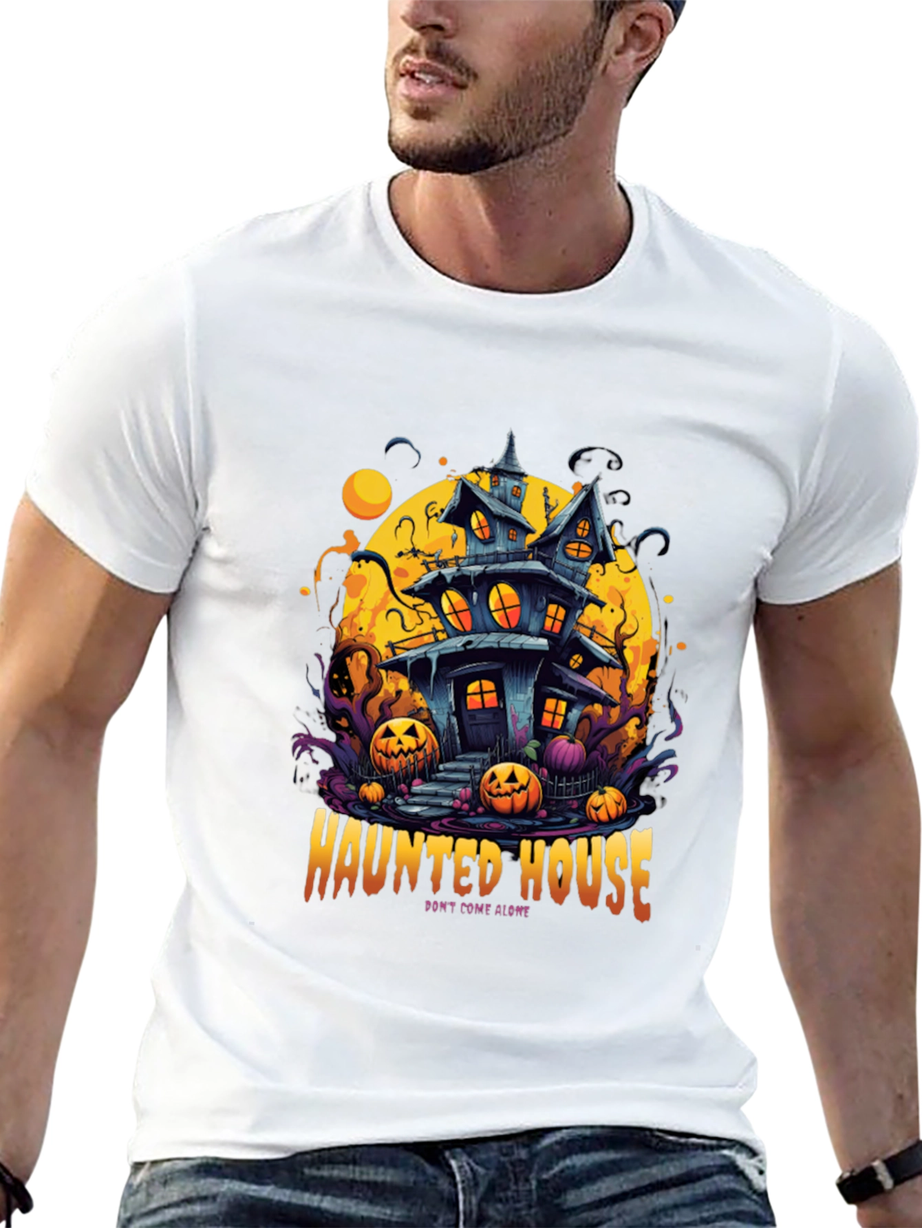 Spooky Haunted House Graphic Tee - Halloween Shirt