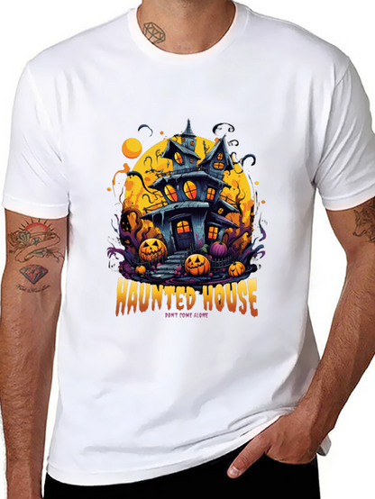 Spooky Haunted House Graphic Tee - Halloween Shirt