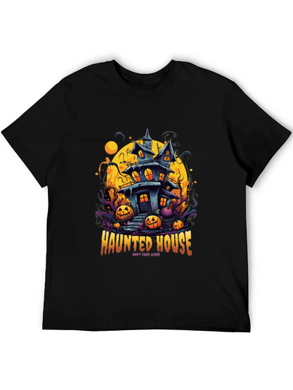 Spooky Haunted House Graphic Tee - Halloween Shirt