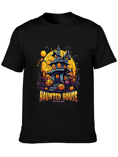 Spooky Haunted House Graphic Tee - Halloween Shirt