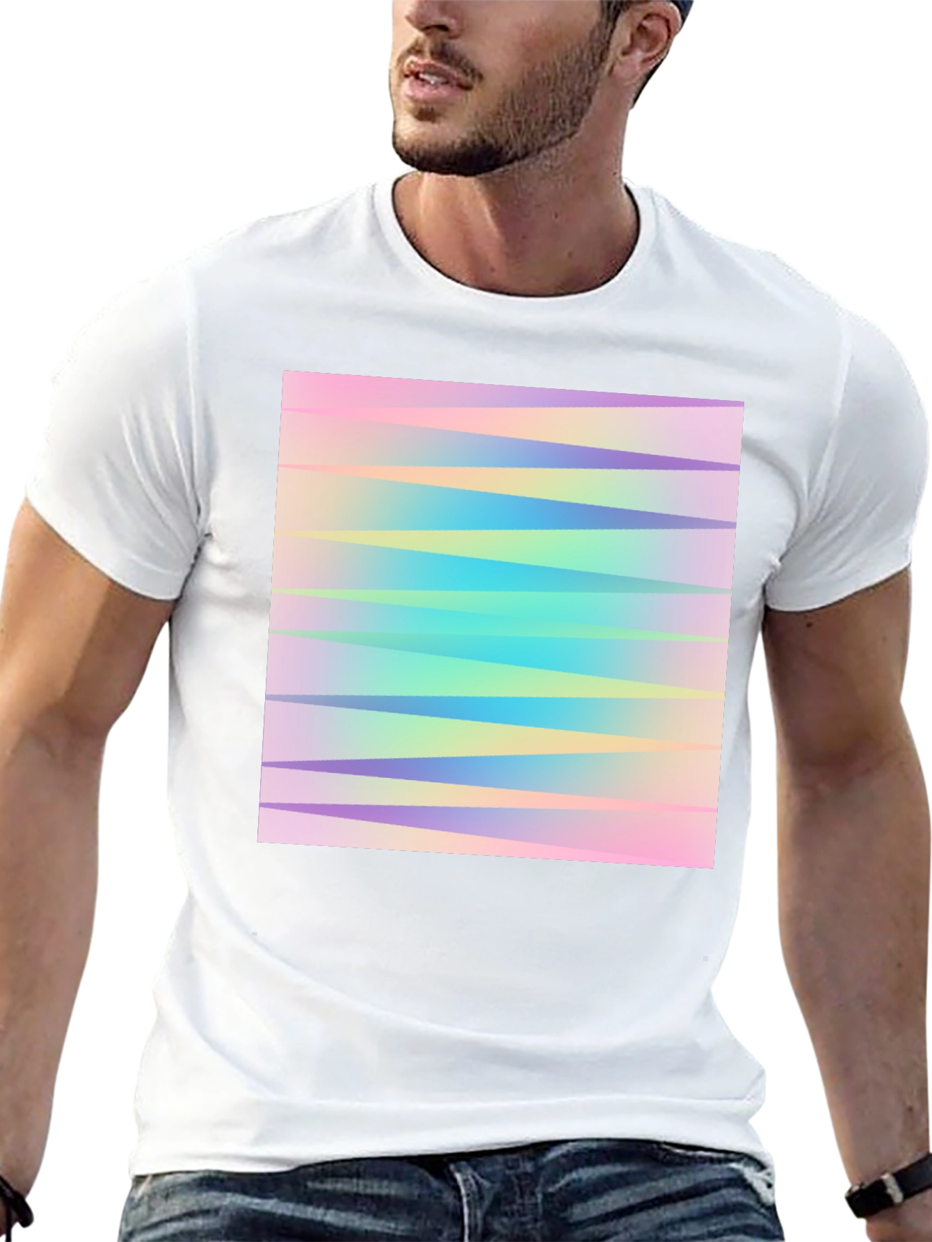 Pastel Chevron Graphic Black T-Shirt