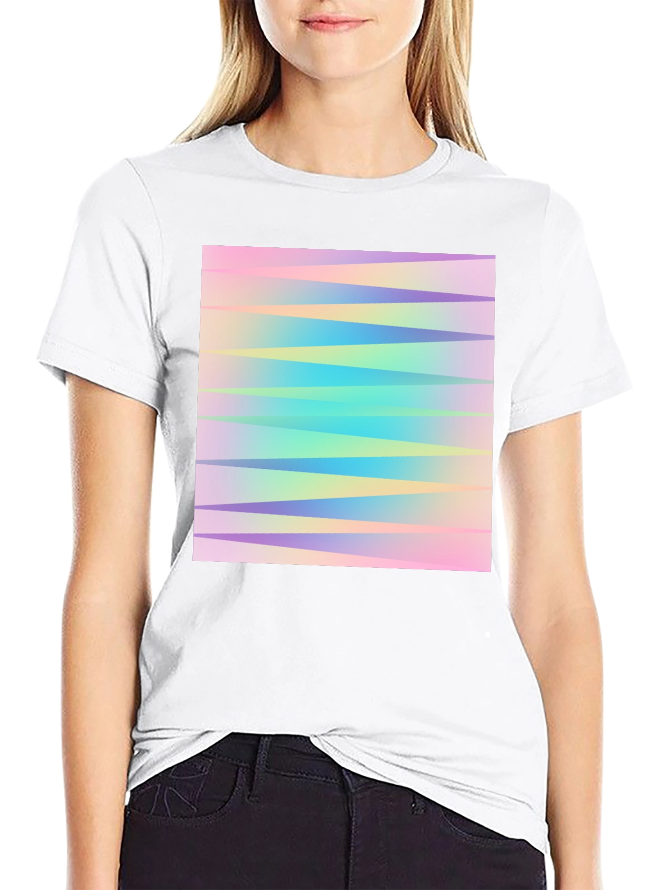 Pastel Chevron Graphic Black T-Shirt