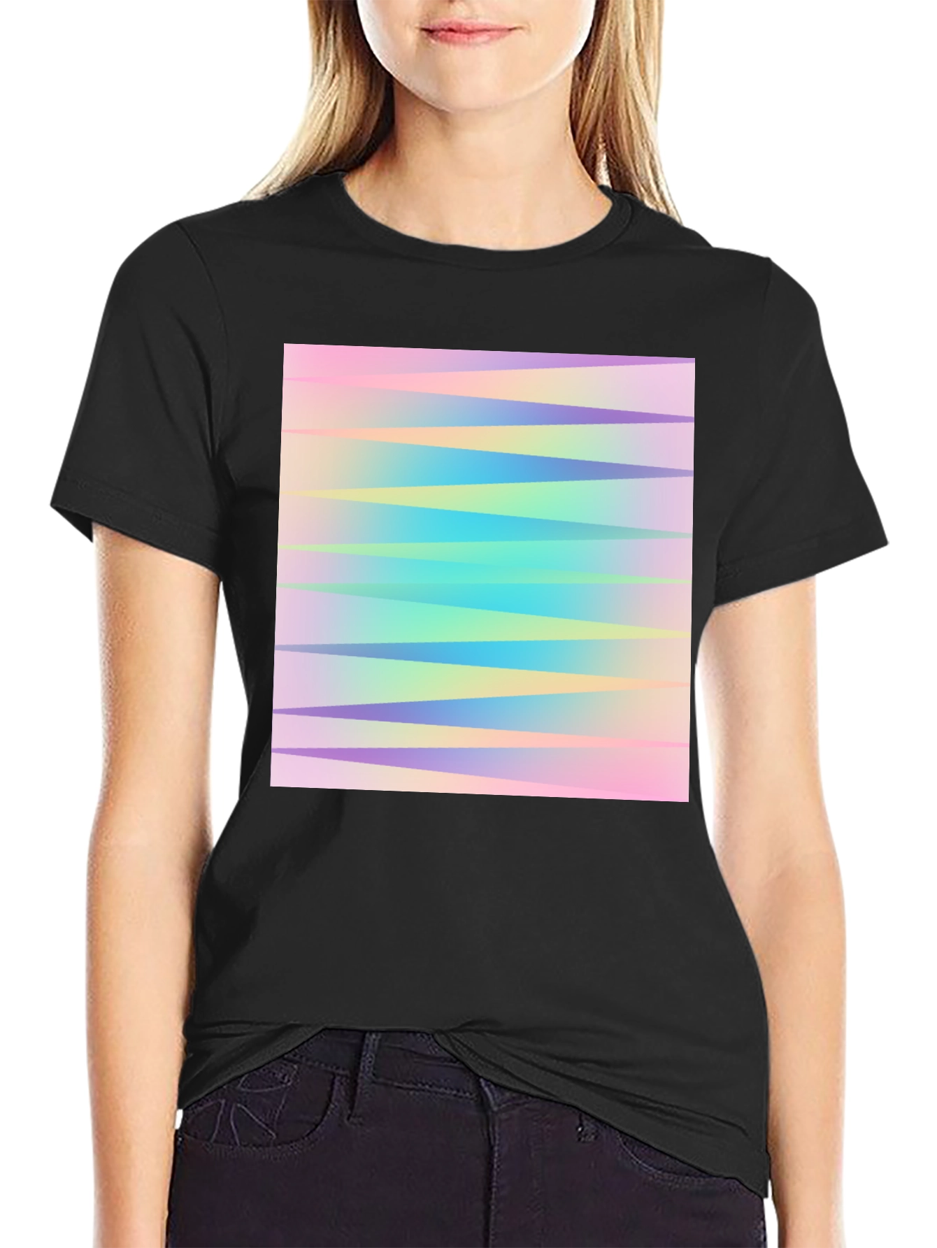 Pastel Chevron Graphic Black T-Shirt