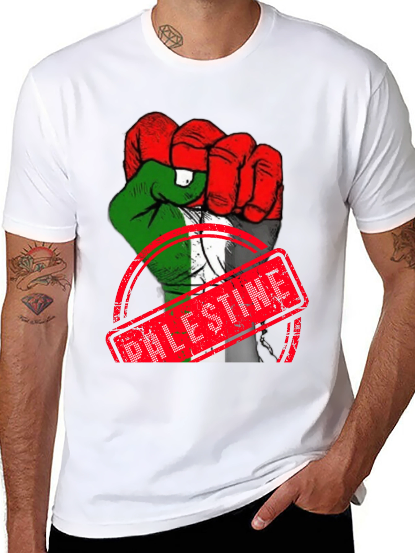 Palestine Flag Fist T-Shirt - Support Freedom