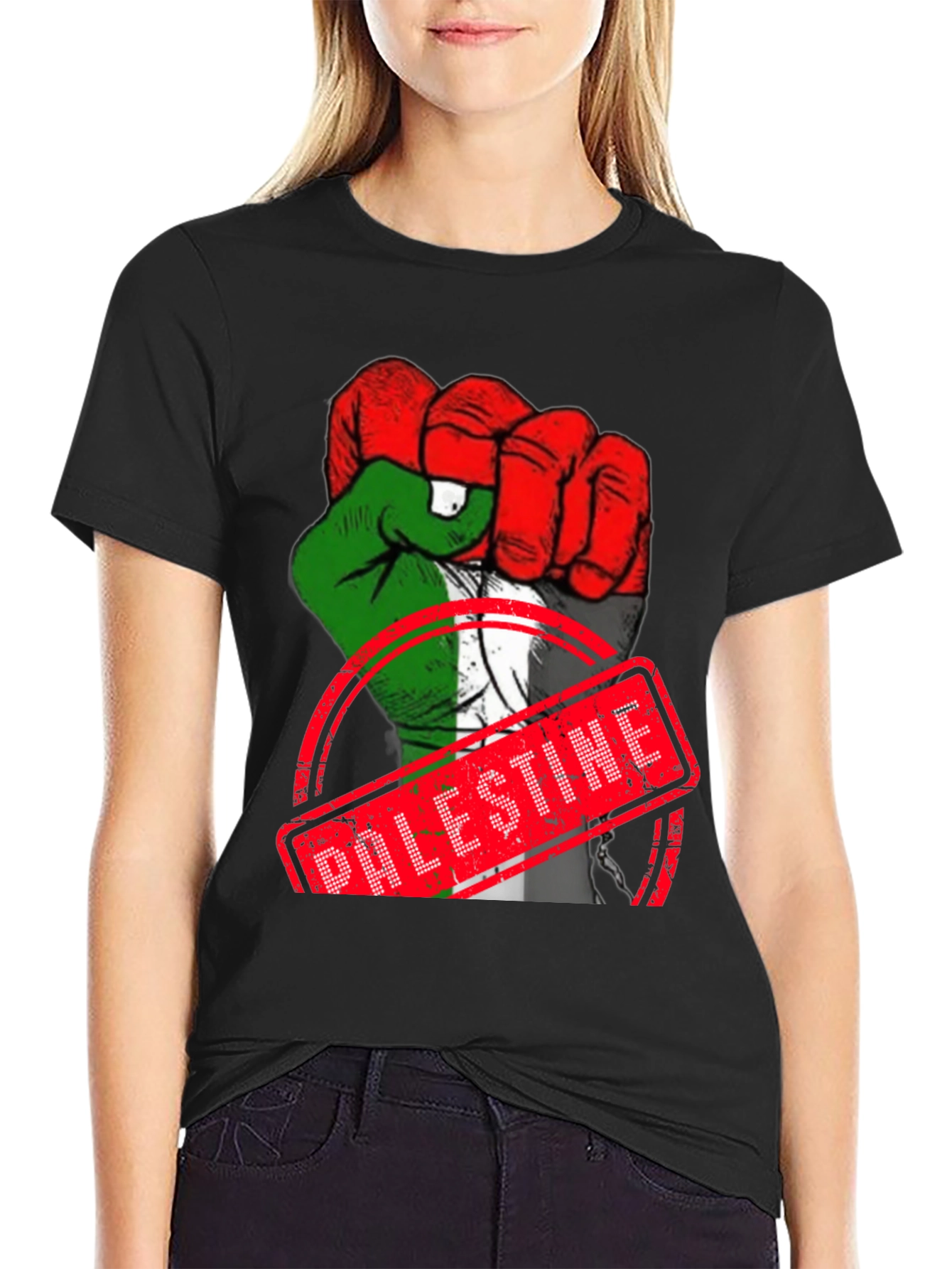Palestine Flag Fist T-Shirt - Support Freedom