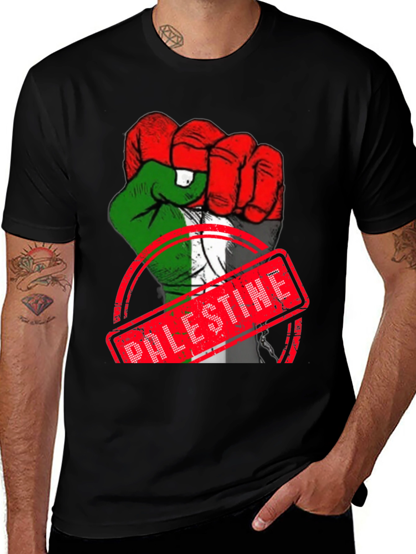 Palestine Flag Fist T-Shirt - Support Freedom