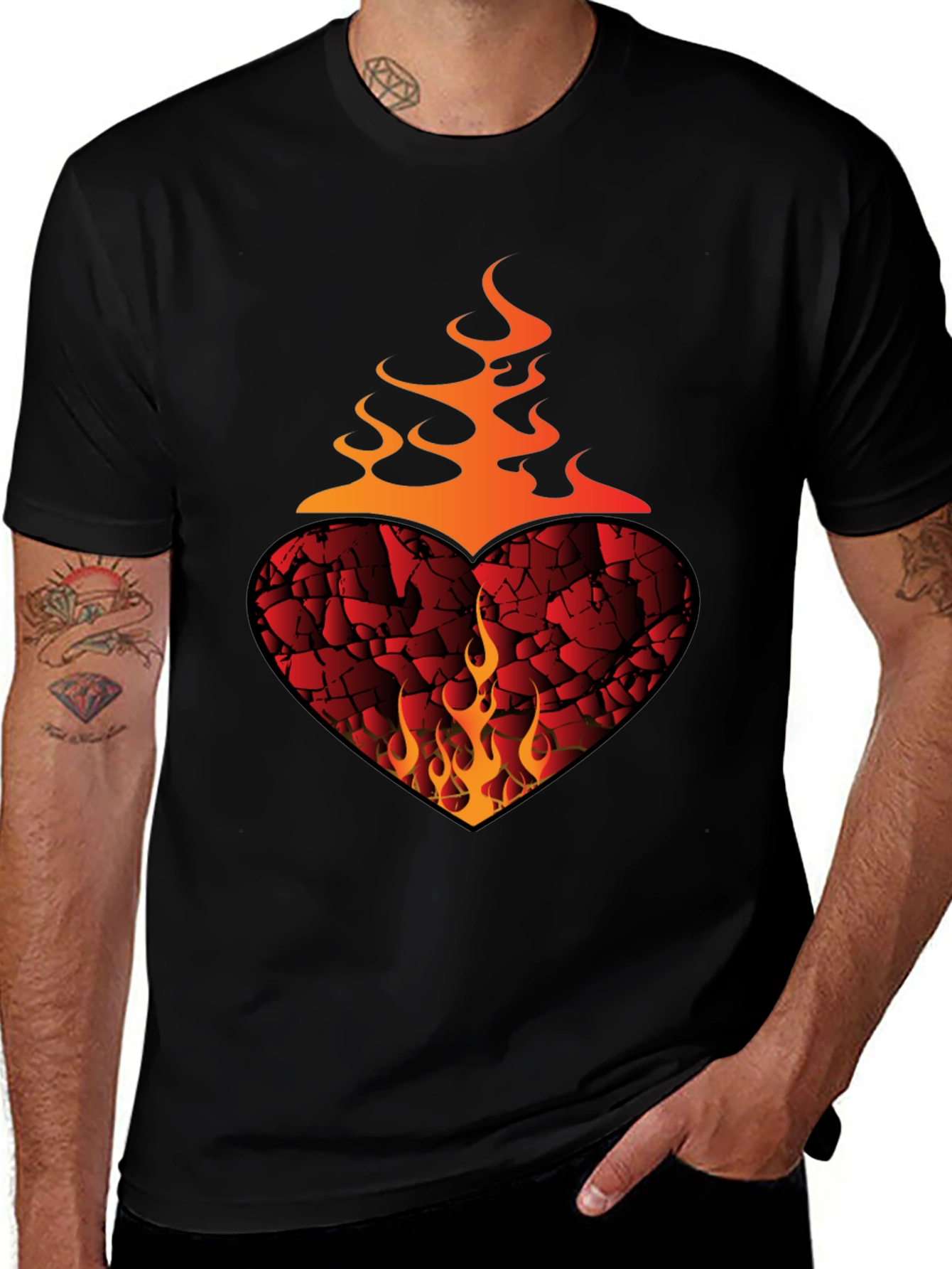 Fiery Heart Graphic Tee - Bold Style