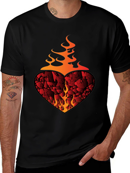 Fiery Heart Graphic Tee - Bold Style