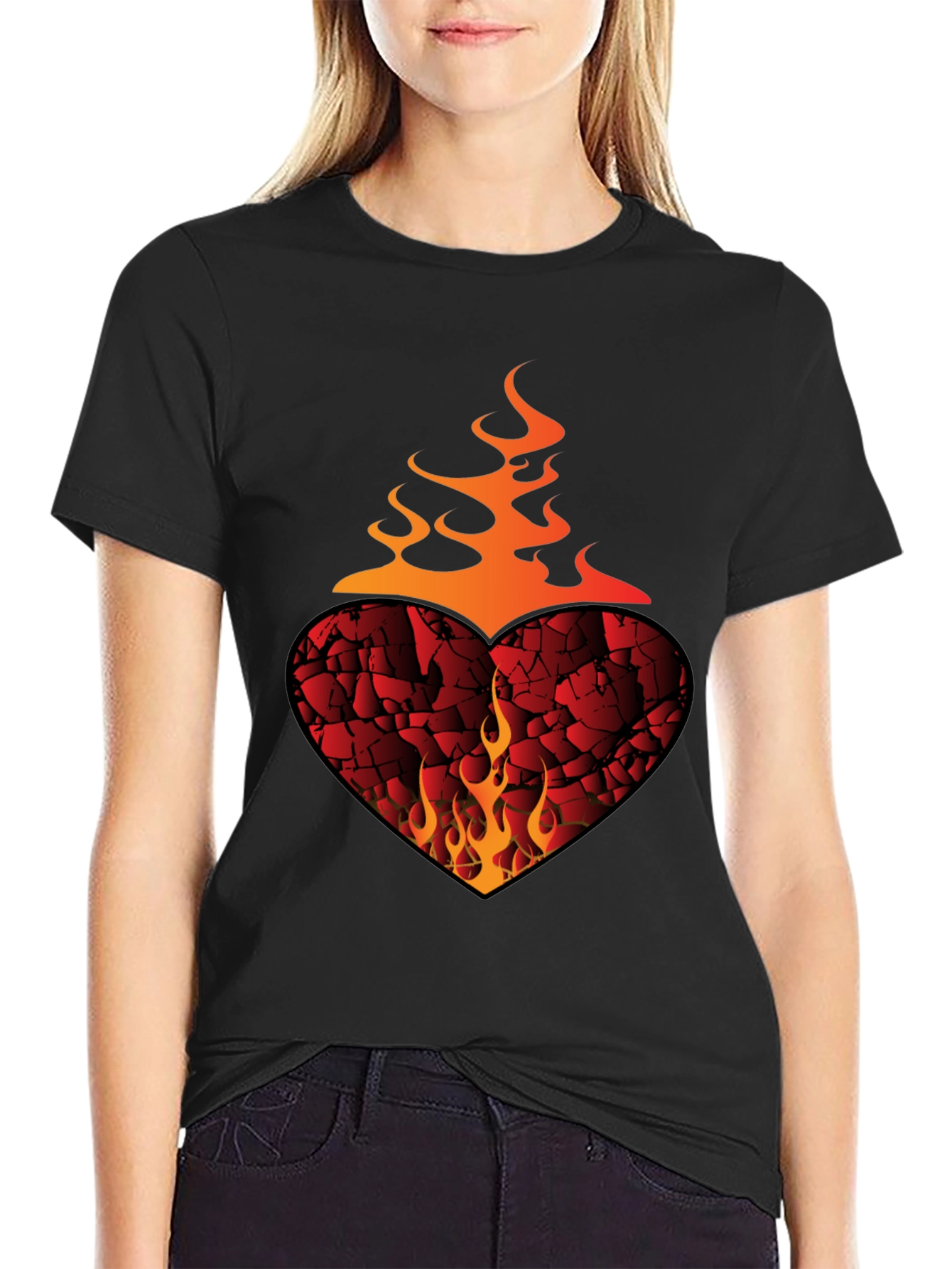 Fiery Heart Graphic Tee - Bold Style