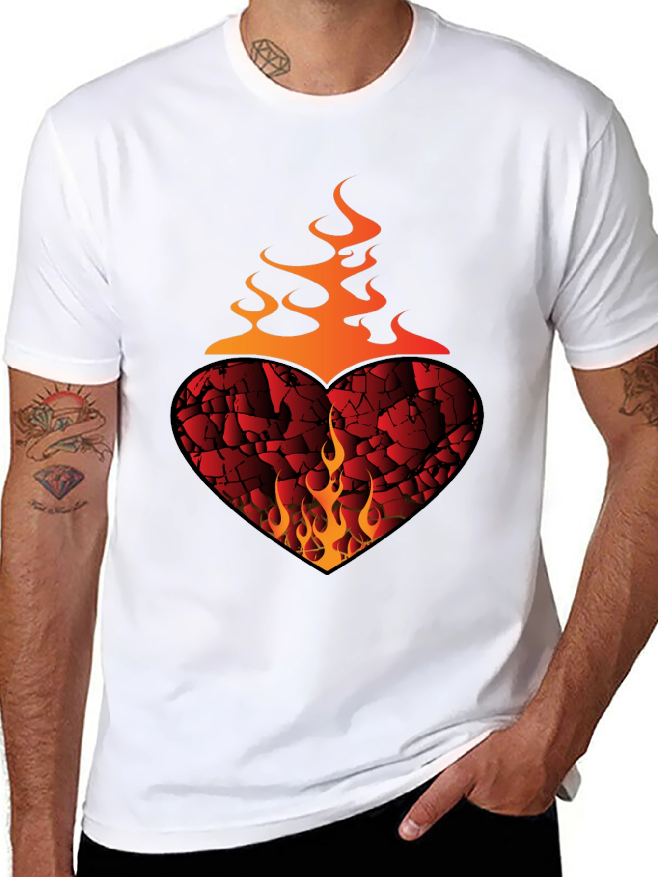 Fiery Heart Graphic Tee - Bold Style