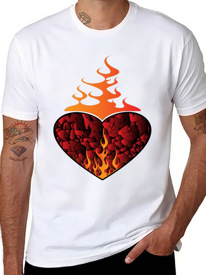 Fiery Heart Graphic Tee - Bold Style