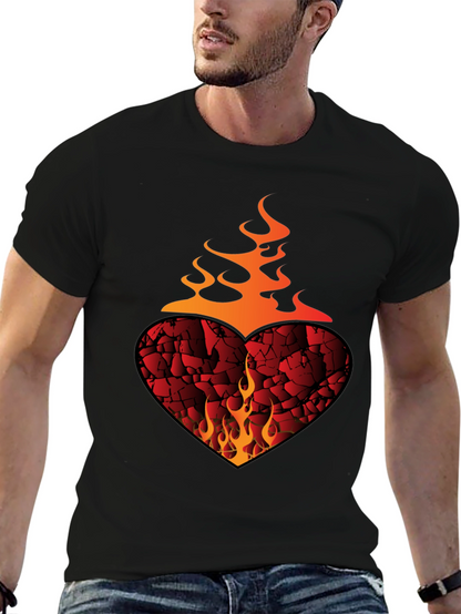 Fiery Heart Graphic Tee - Bold Style