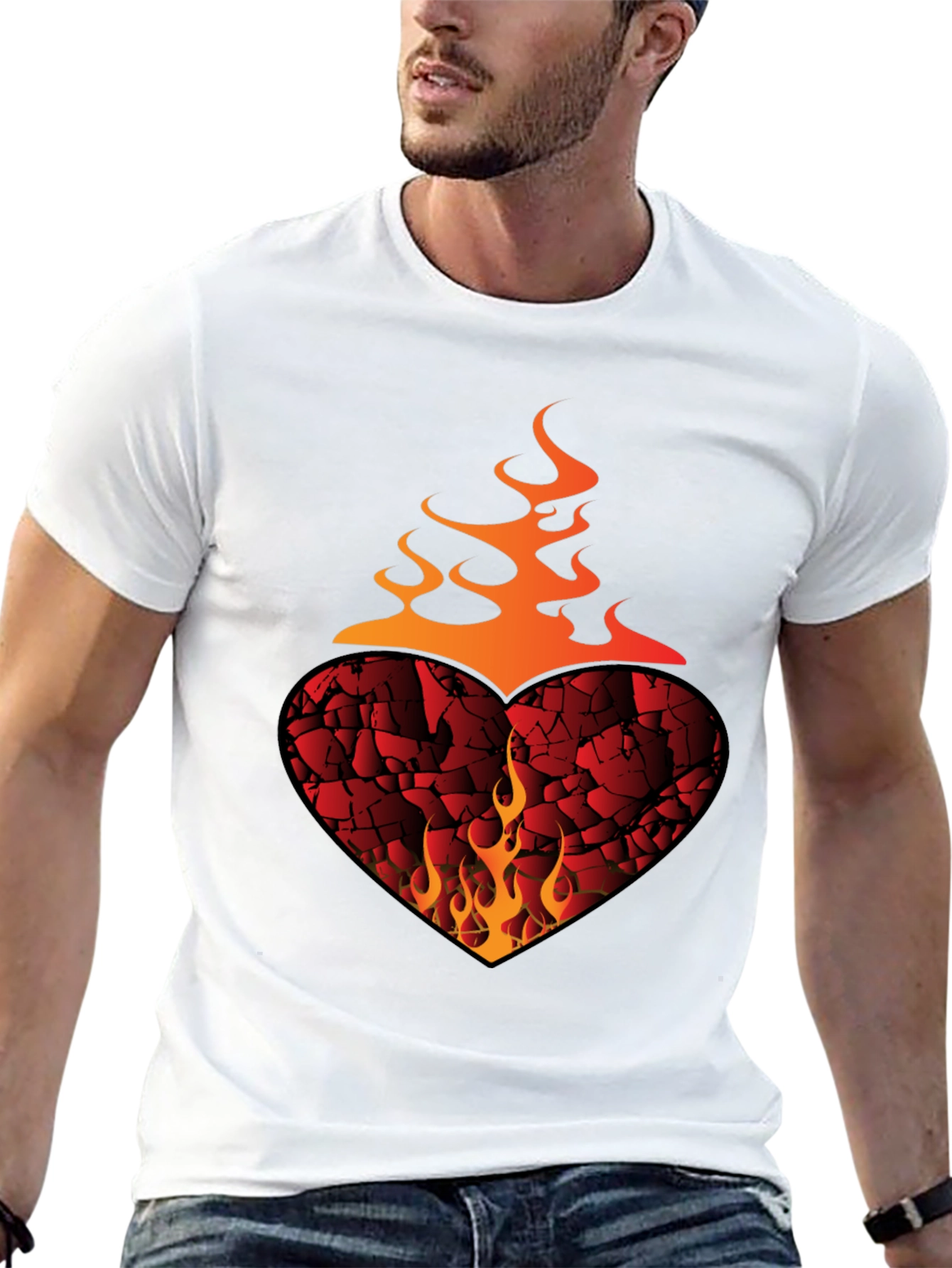 Fiery Heart Graphic Tee - Bold Style