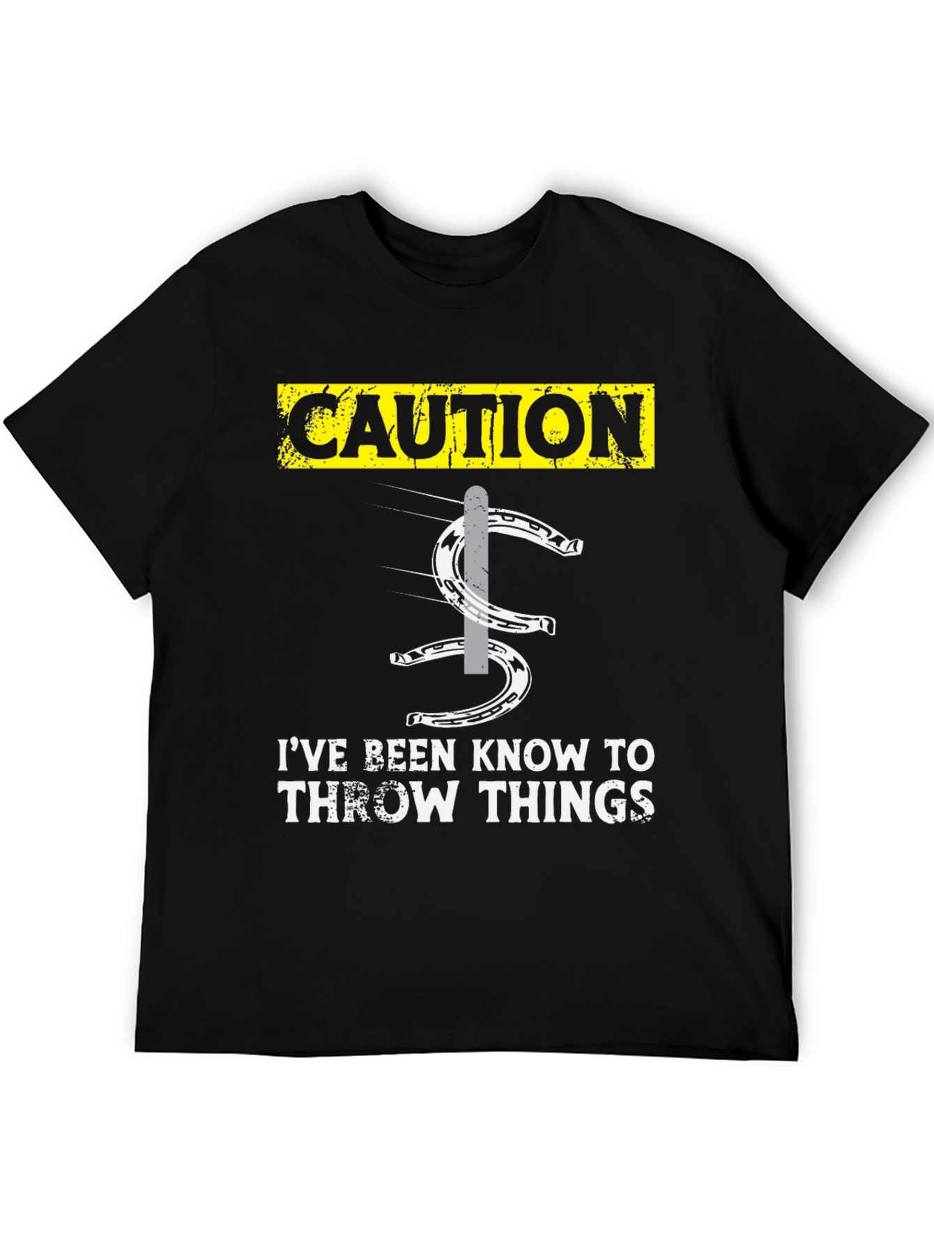 Caution Throwing Things Horseshoe T-Shirt