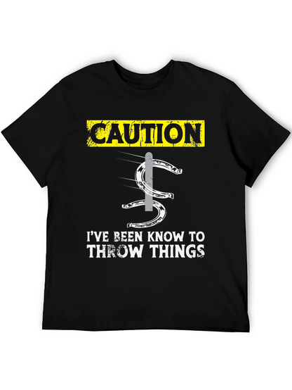 Caution Throwing Things Horseshoe T-Shirt
