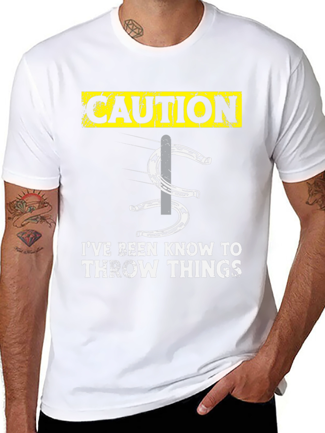 Caution Throwing Things Horseshoe T-Shirt