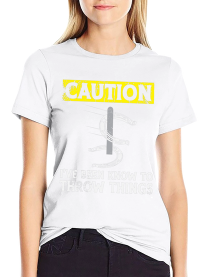 Caution Throwing Things Horseshoe T-Shirt
