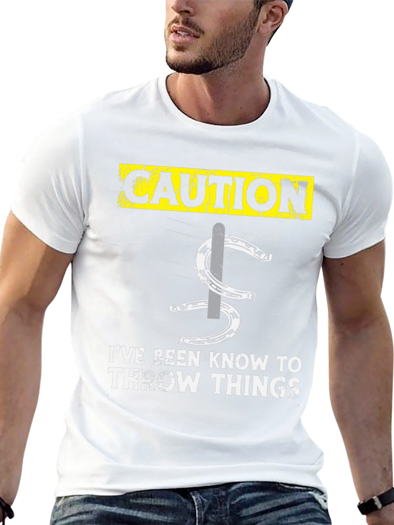 Caution Throwing Things Horseshoe T-Shirt