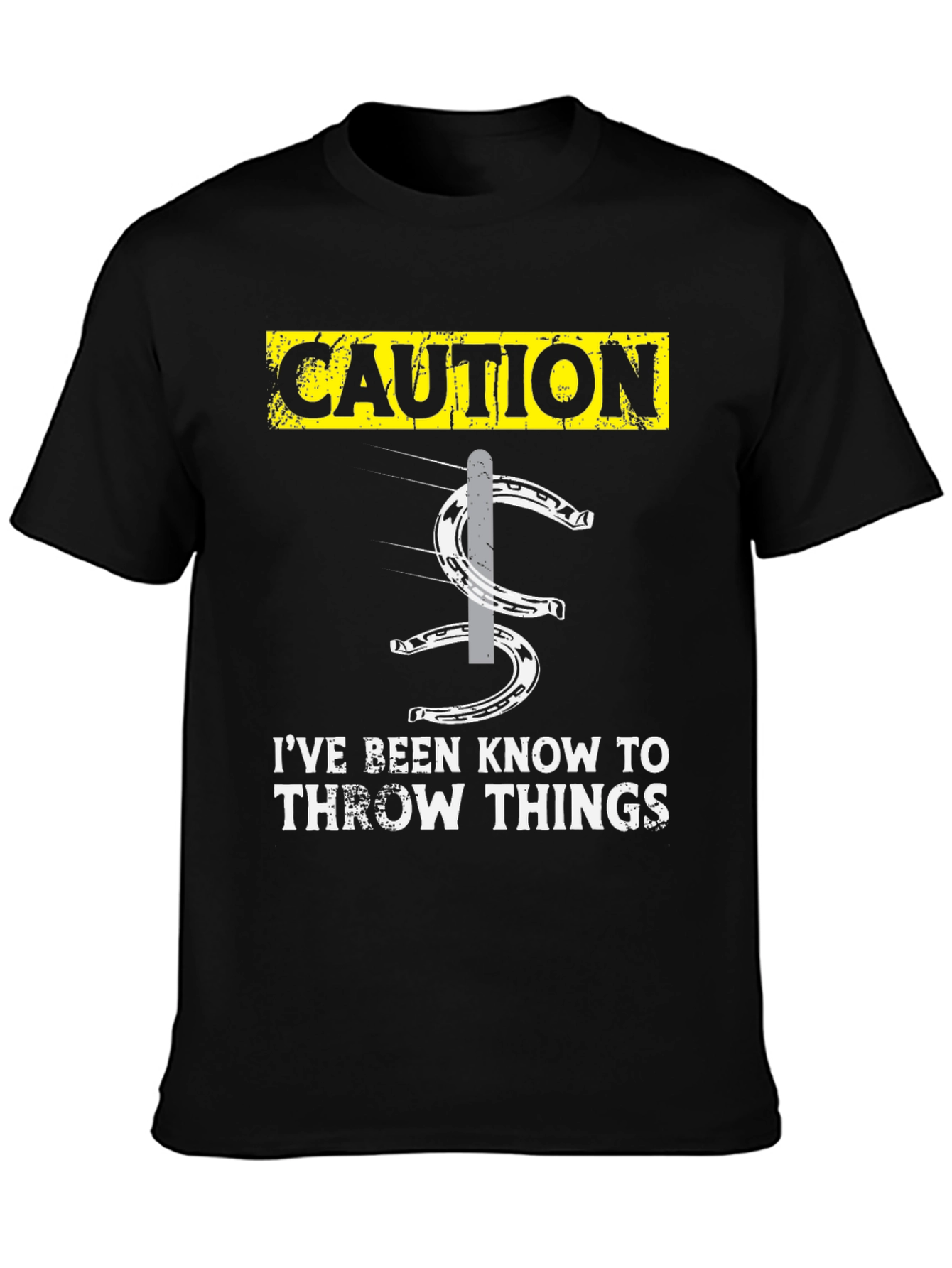 Caution Throwing Things Horseshoe T-Shirt