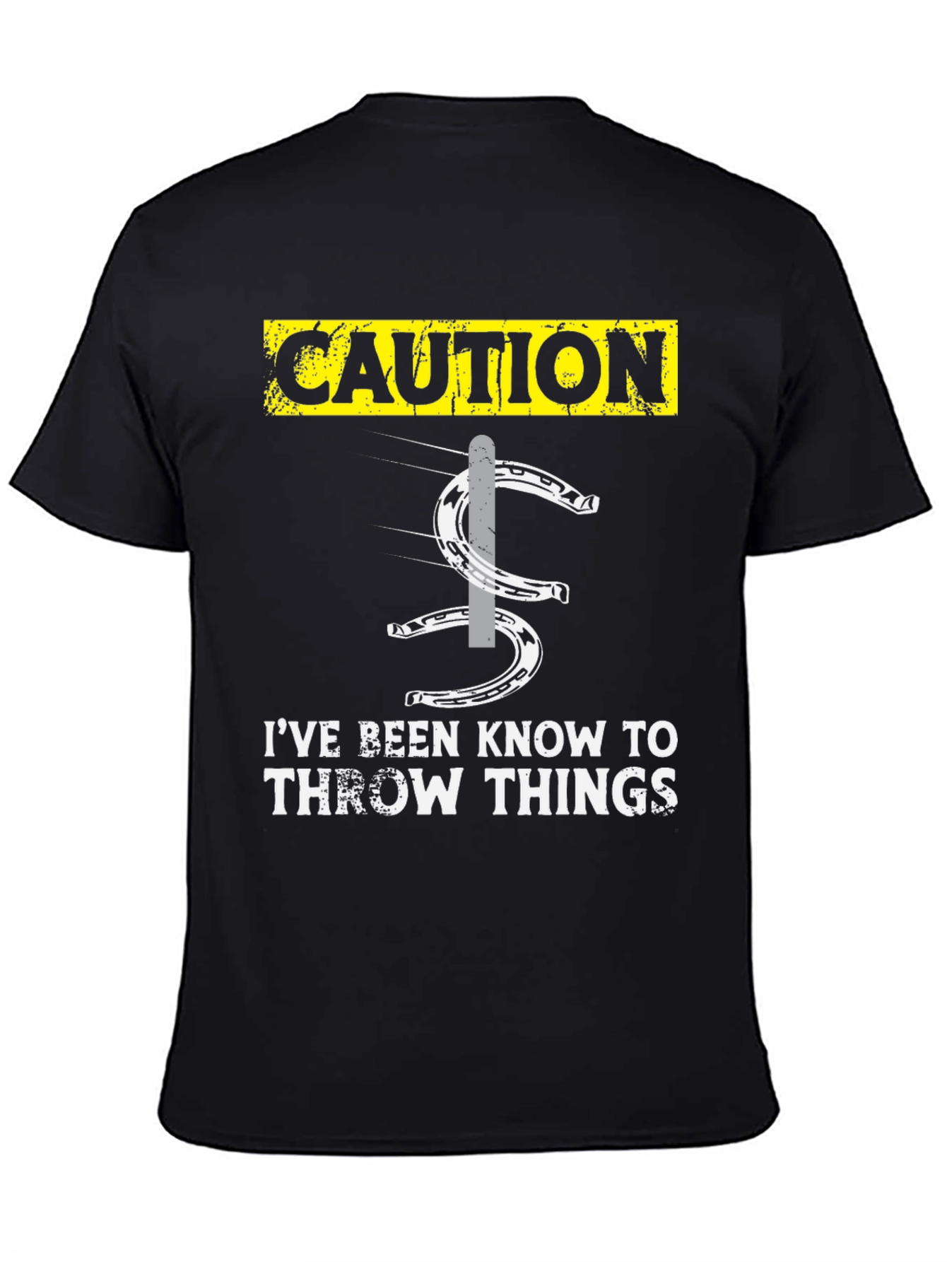 Caution Throwing Things Horseshoe T-Shirt