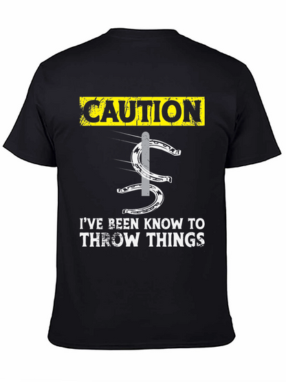 Caution Throwing Things Horseshoe T-Shirt