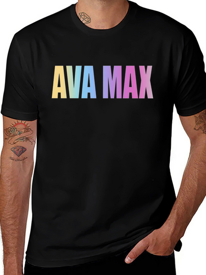 AVA MAX Rainbow Print Black T-Shirt