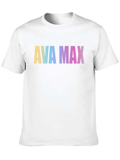 AVA MAX Rainbow Print Black T-Shirt