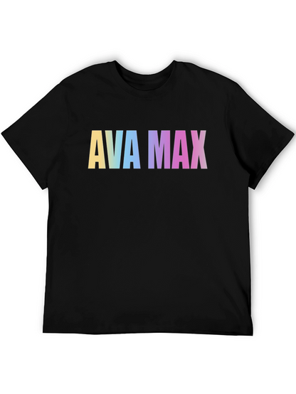 AVA MAX Rainbow Print Black T-Shirt