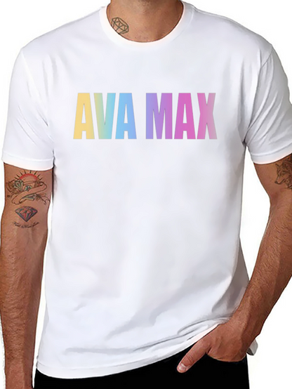 AVA MAX Rainbow Print Black T-Shirt