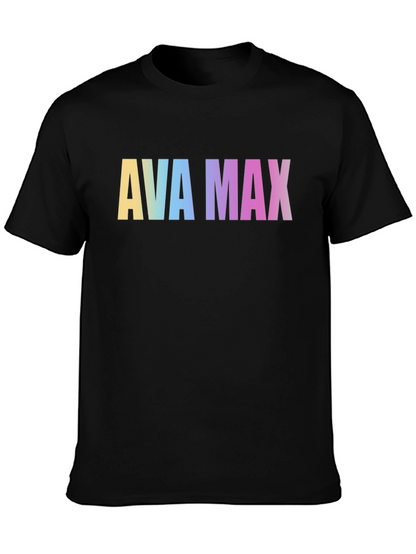 AVA MAX Rainbow Print Black T-Shirt