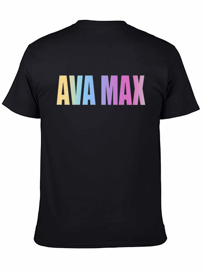 AVA MAX Rainbow Print Black T-Shirt