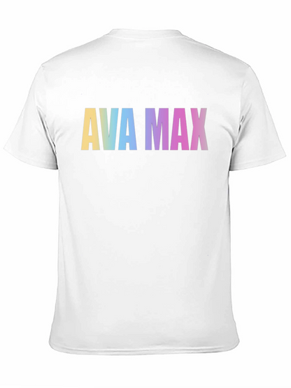 AVA MAX Rainbow Print Black T-Shirt
