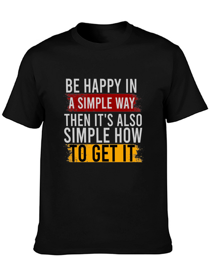 Be Happy Slogan Black Graphic Tee