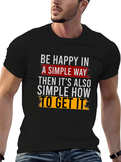 Be Happy Slogan Black Graphic Tee