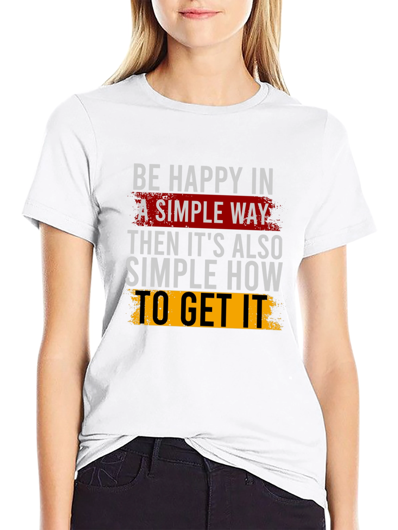 Be Happy Slogan Black Graphic Tee