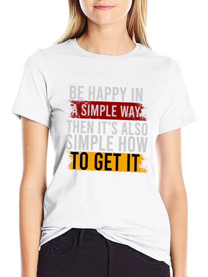 Be Happy Slogan Black Graphic Tee
