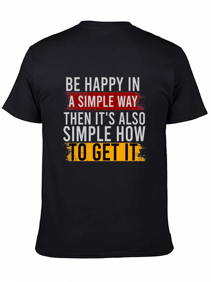Be Happy Slogan Black Graphic Tee