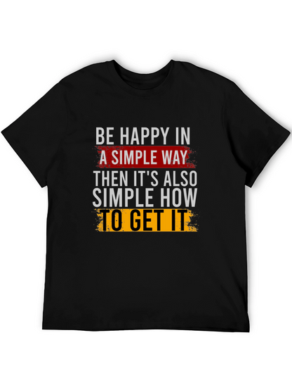 Be Happy Slogan Black Graphic Tee