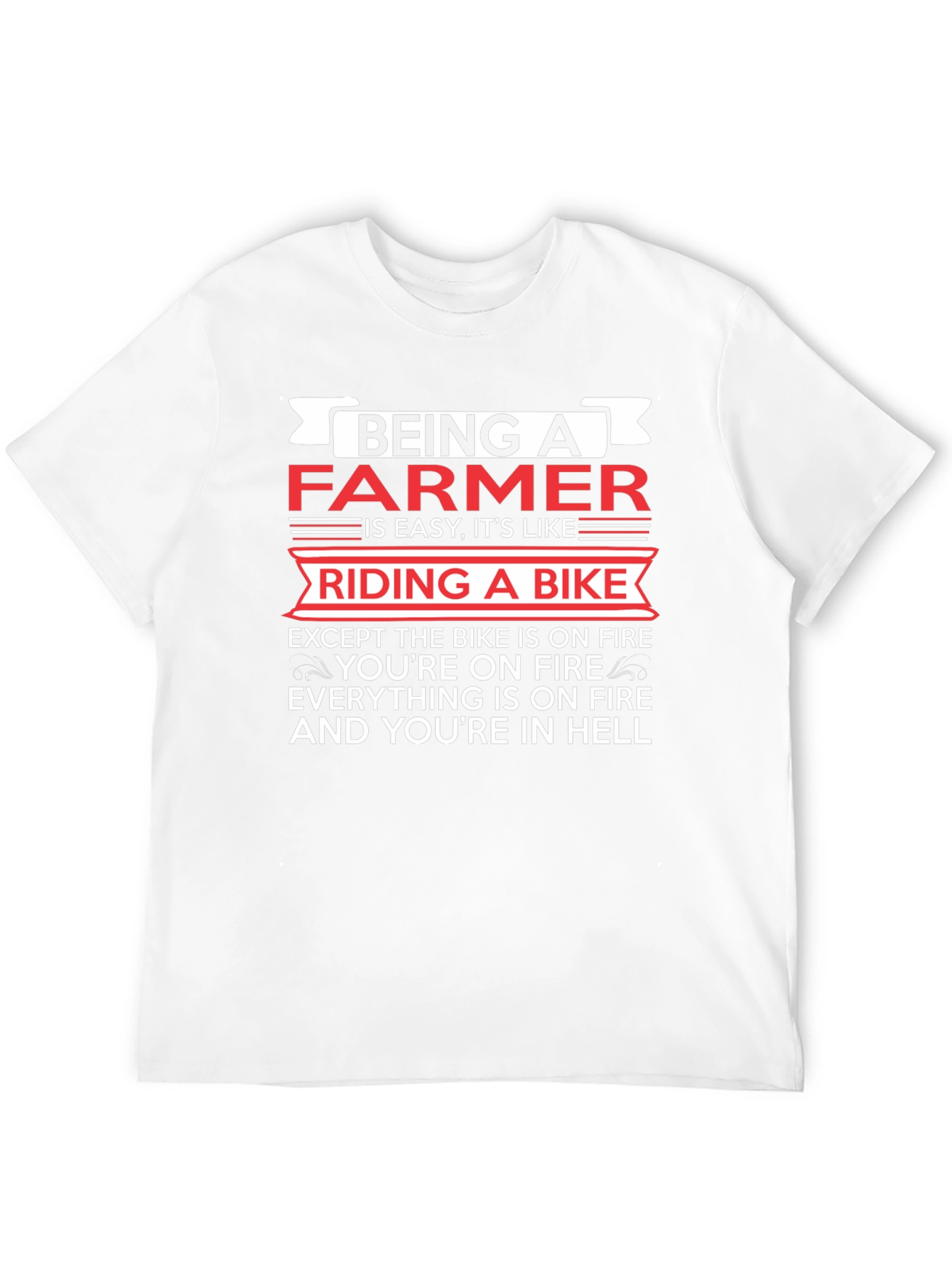 Funny Farmer T-Shirt: Riding a Bike in Hell