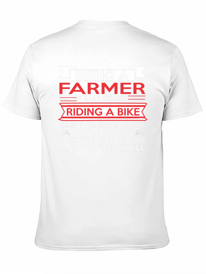 Funny Farmer T-Shirt: Riding a Bike in Hell