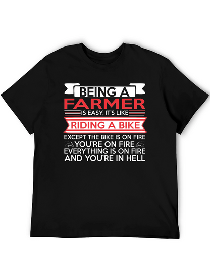 Funny Farmer T-Shirt: Riding a Bike in Hell